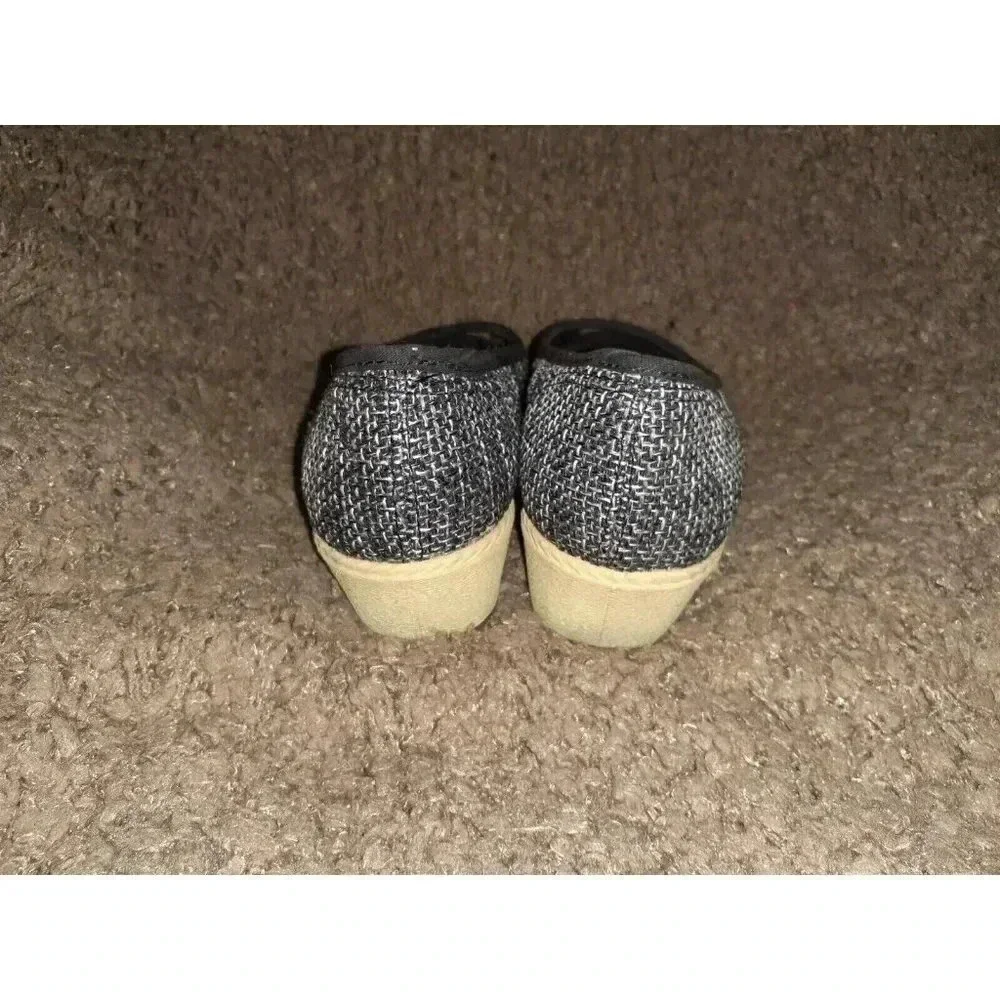 KEEN Cortana-Wedge Jute Shoes-Black/Gray Peep Toe-Sz 7-Near Mint